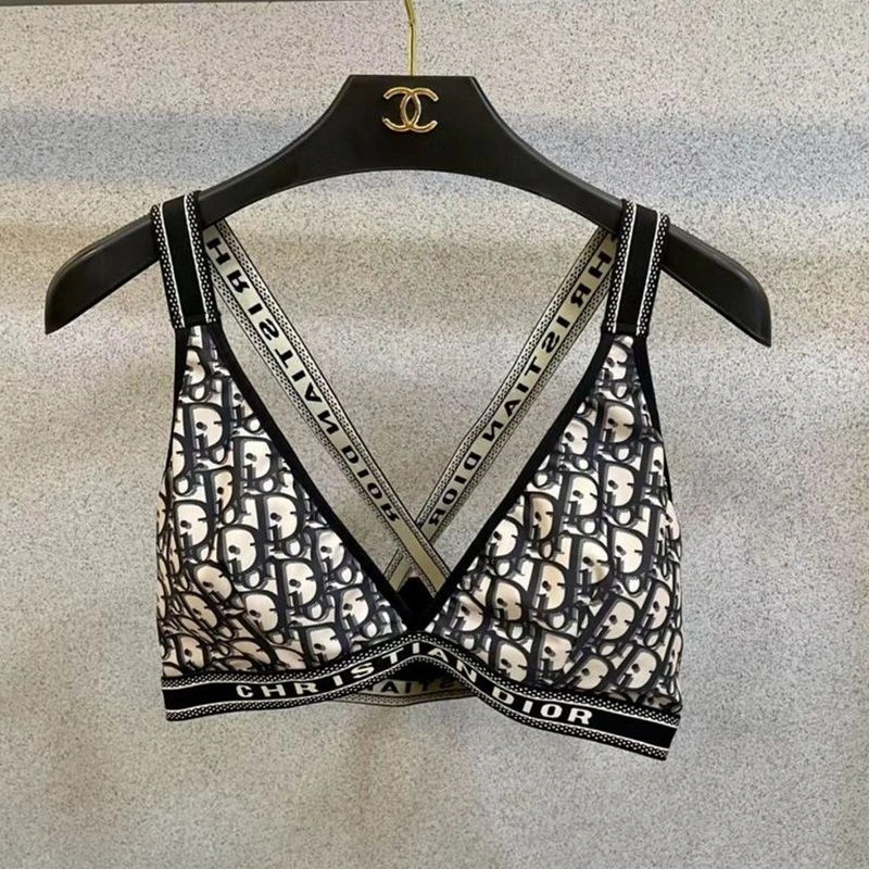 Christian Dior High Waisted Crisscross Bikini Women Oblique Motif Lycra Black - Image 3