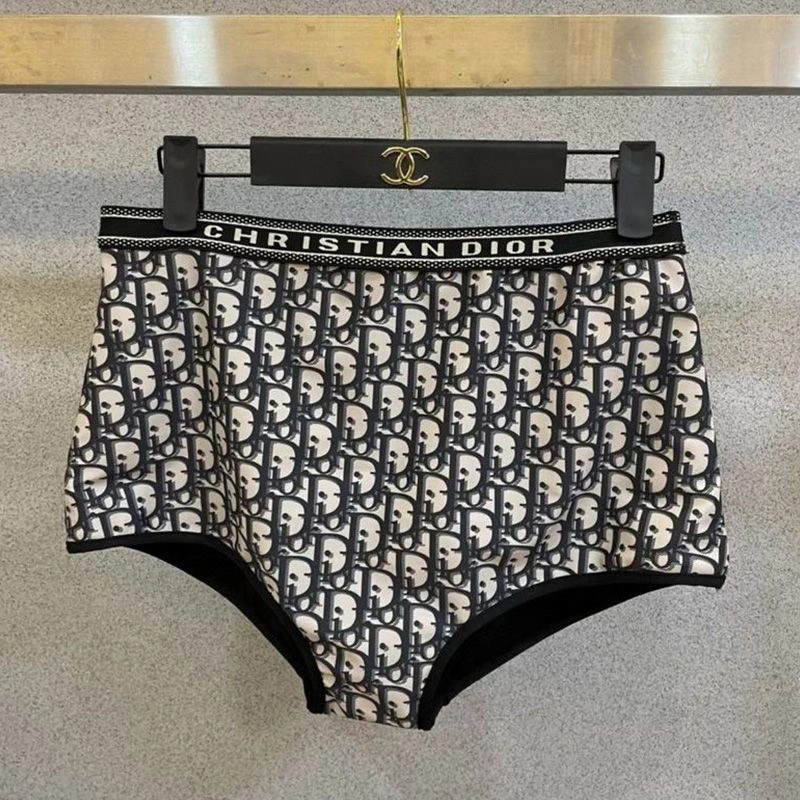 Christian Dior High Waisted Crisscross Bikini Women Oblique Motif Lycra Black - Image 4