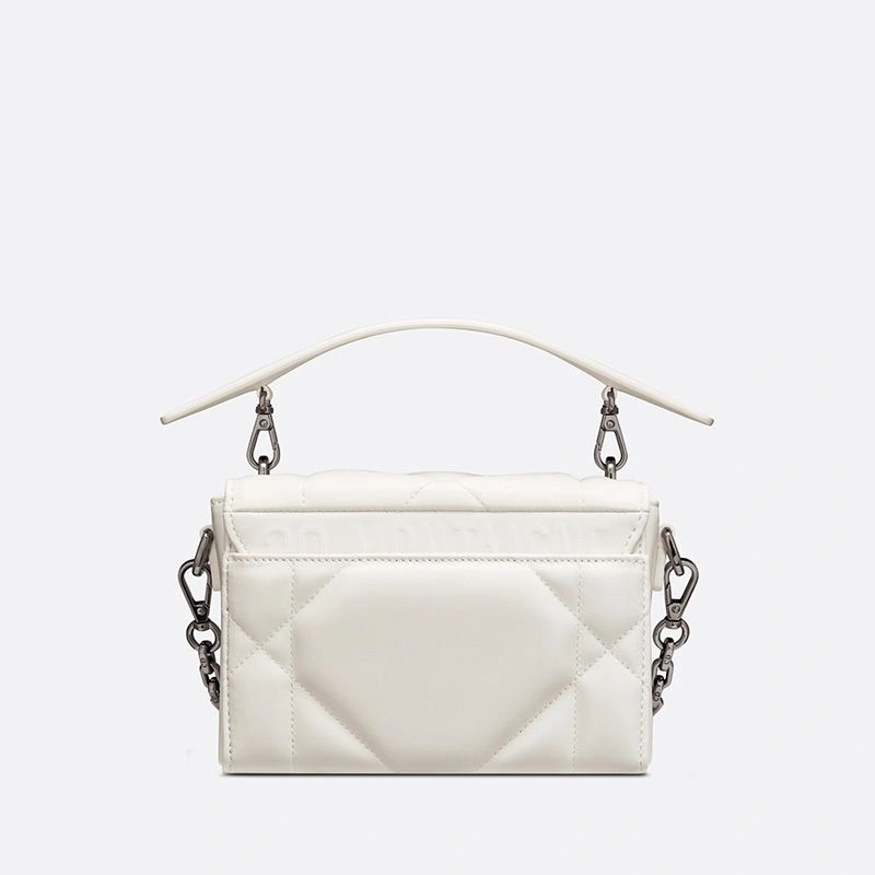 Dior 30 Montaigne Box Bag with Handle Maxicannage Lambskin White - Image 3