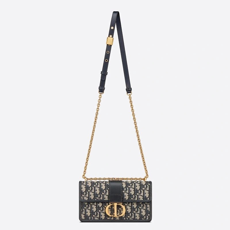 Dior 30 Montaigne East-West Bag With Chain Oblique Motif Canvas Blue - Image 5