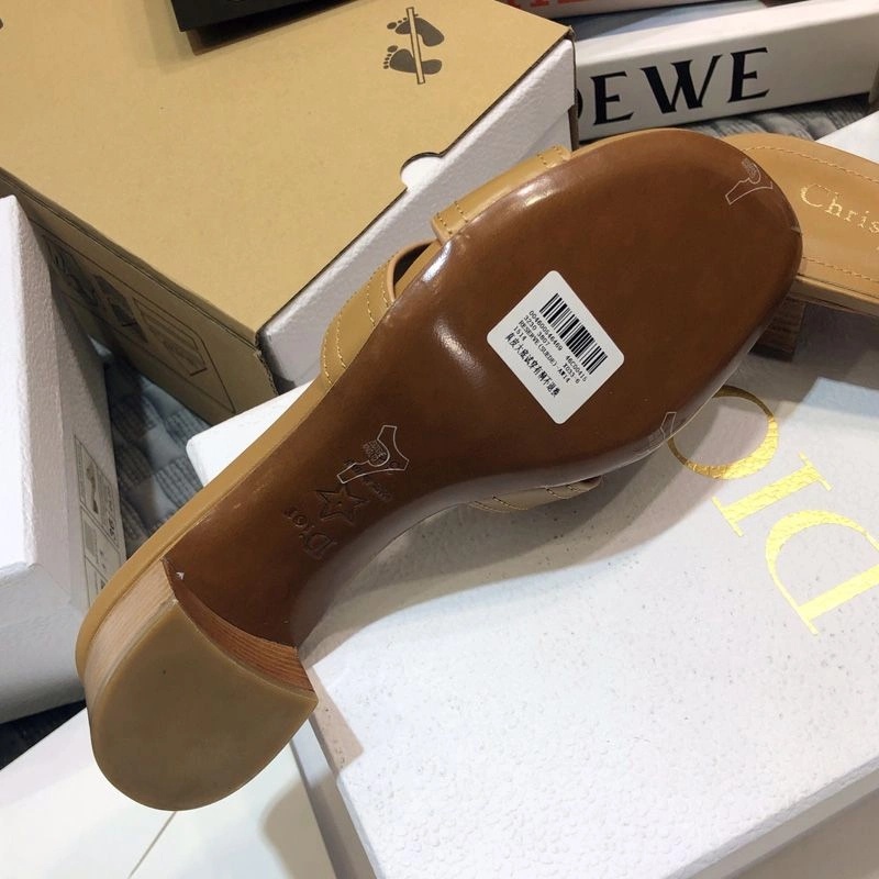 Dior 30 Montaigne Slides Women Calfskin Khaki - Image 5