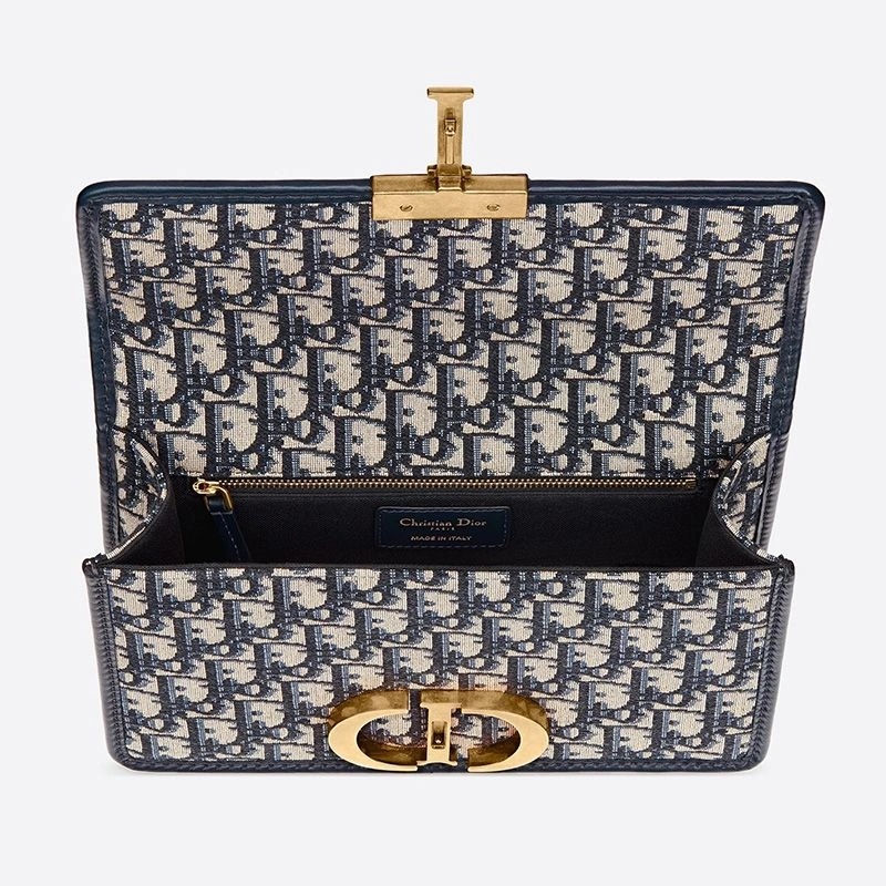 Dior 30 Montaigne Bag Oblique Motif Canvas Blue - Image 4