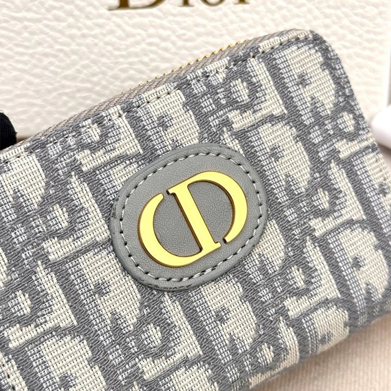 Dior 30 Montaigne Voyageur Zip Wallet Oblique Motif Canvas Grey - Image 3
