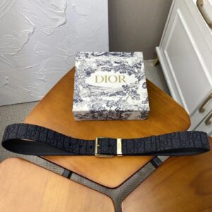 Dior Belt Oblique Motif Canvas Black Gold