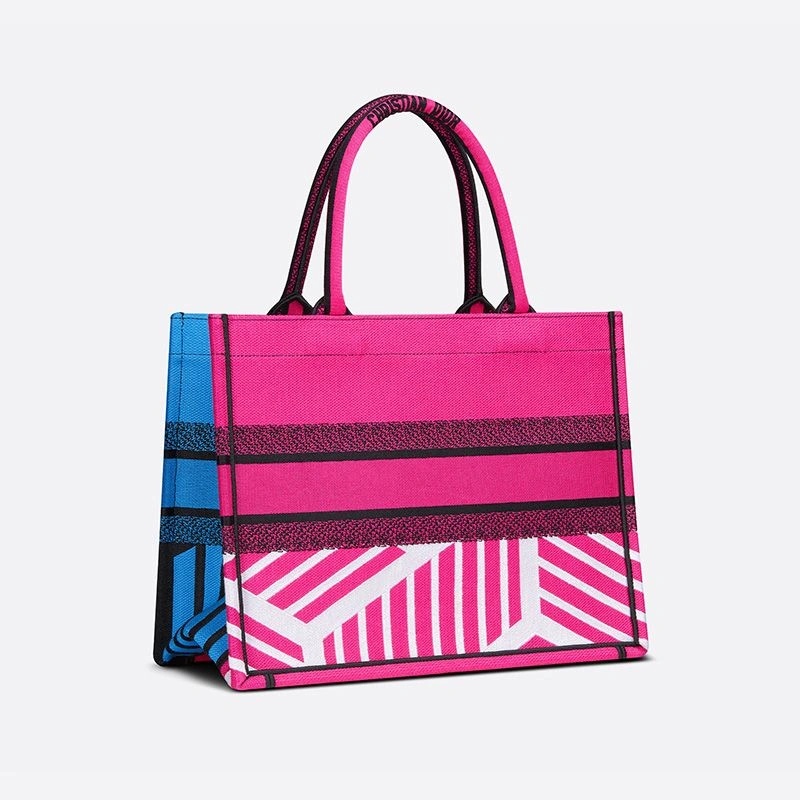 Dior Book Tote D-Jungle Pop Motif Canvas Rose Blue - Image 3