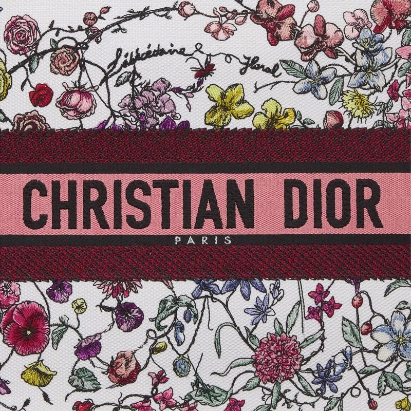 Dior Book Tote Florilegio Motif Canvas White Pink - Image 4