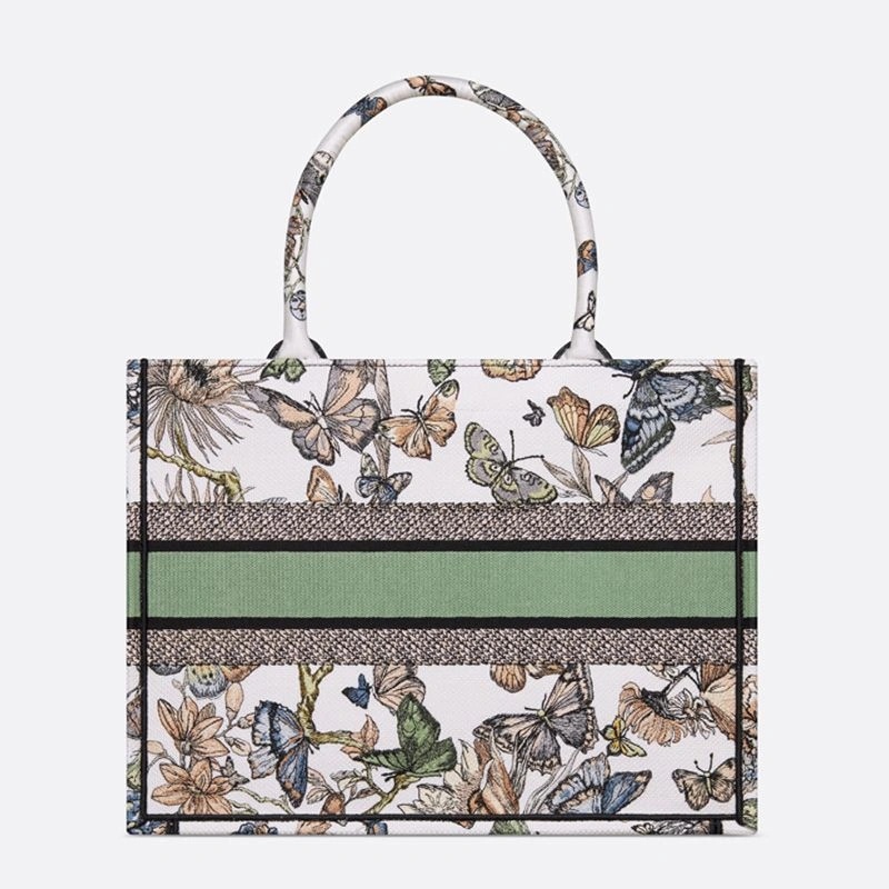 Dior Book Tote Toile de Jouy Mexico Motif Canvas White Green - Image 3