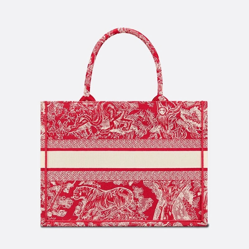 Dior Book Tote Toile De Jouy Motif Canvas Red - Image 3
