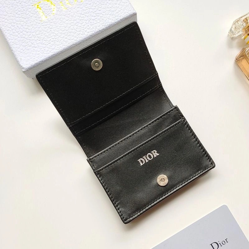 Dior Business Card Holder CD Diamond Motif Calfskin Black - Image 3