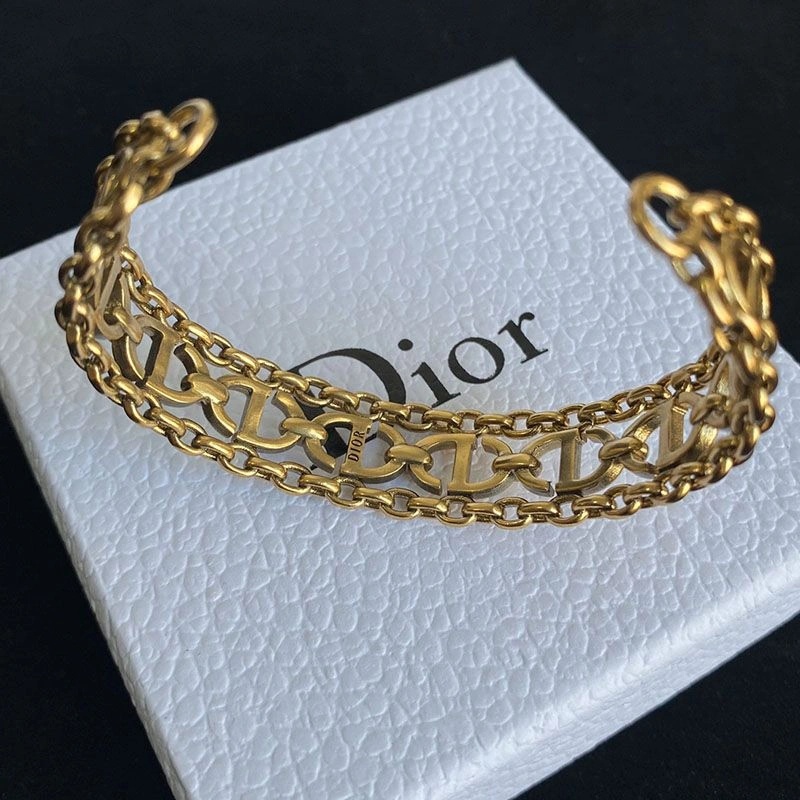 Dior CD Navy Cuff Bracelet Gold-Finish Metal Gold - Image 3