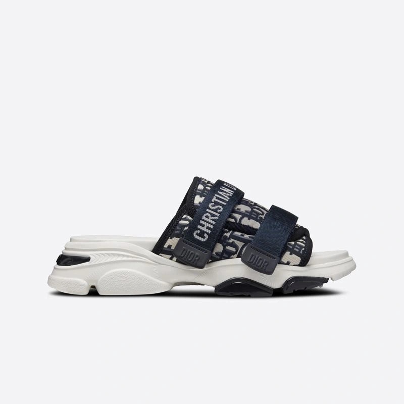 Dior D-Wander Slides Women Oblique Technical Fabric Blue - Image 4