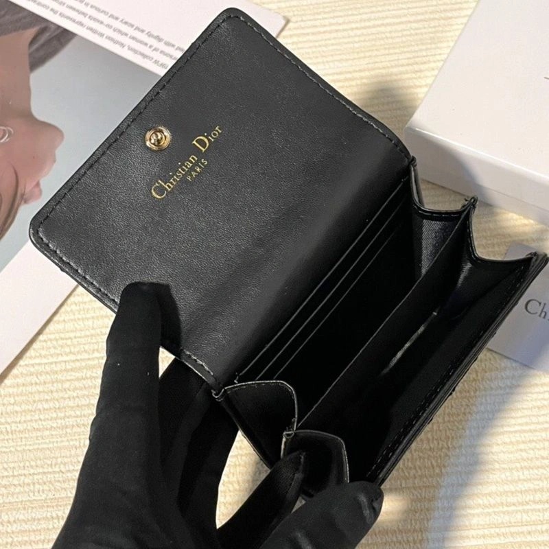 Dior Flap Card Holder Cannage Lambskin Black - Image 4
