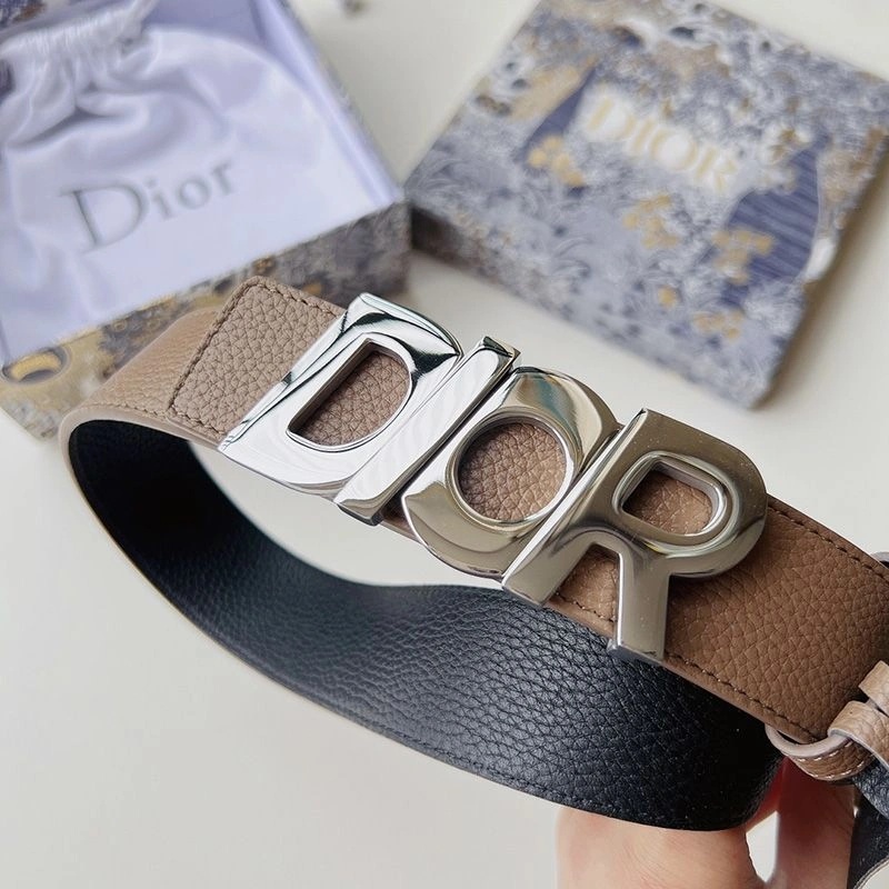 Dior Italic Buckle Reversible Belt Grained Calfskin Brown - Image 3