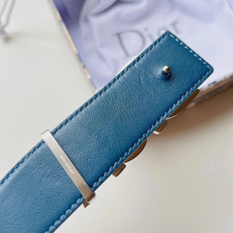Dior Italic Buckle Reversible Belt Oblique Galaxy Leather Blue - Image 4