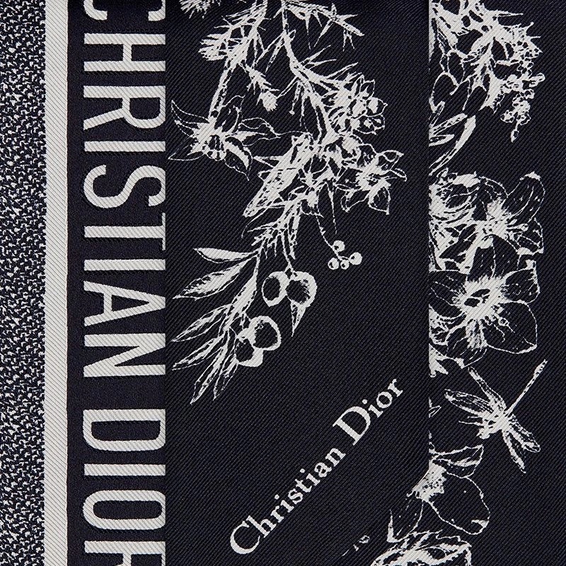 Dior Mitzah Twill Toile de Jouy Flowers Motif Silk Black - Image 3