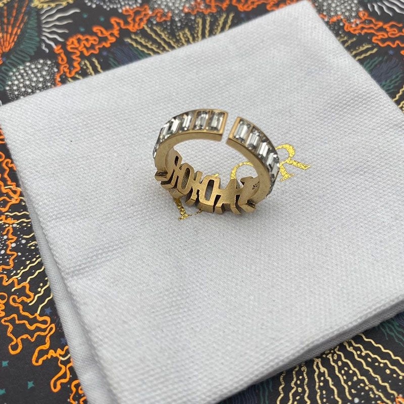 Dior Open Chain J'ADIOR Ring Metal and White Crystals Gold - Image 3