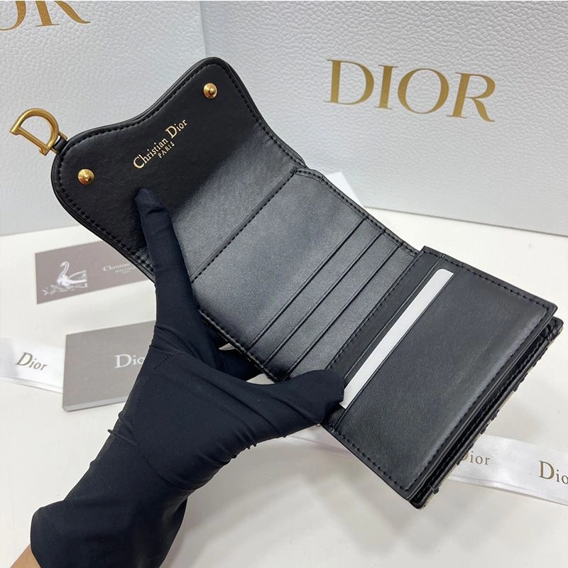 Dior Saddle Three-Fold Card Holder Oblique Motif Canvas Black - Image 3