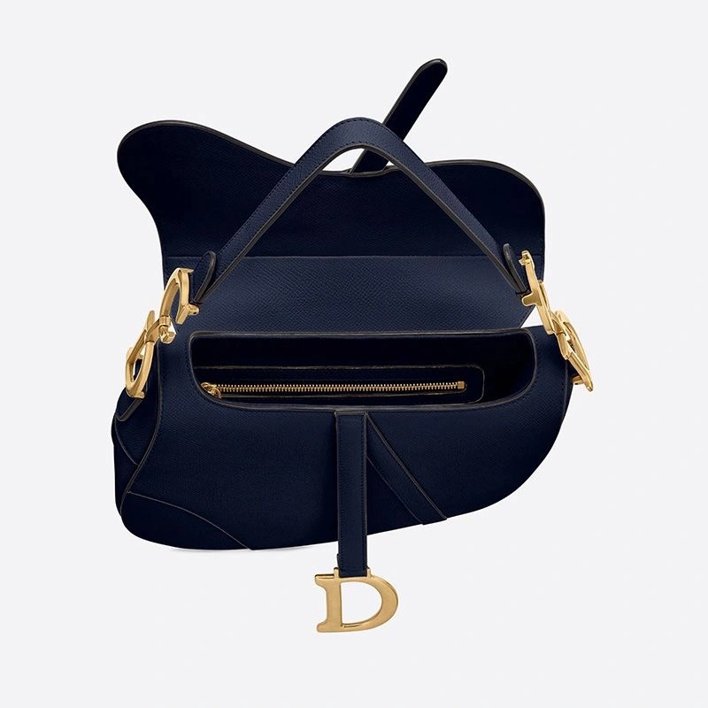 Dior Saddle Bag Grained Calfskin Navy Blue - Image 3