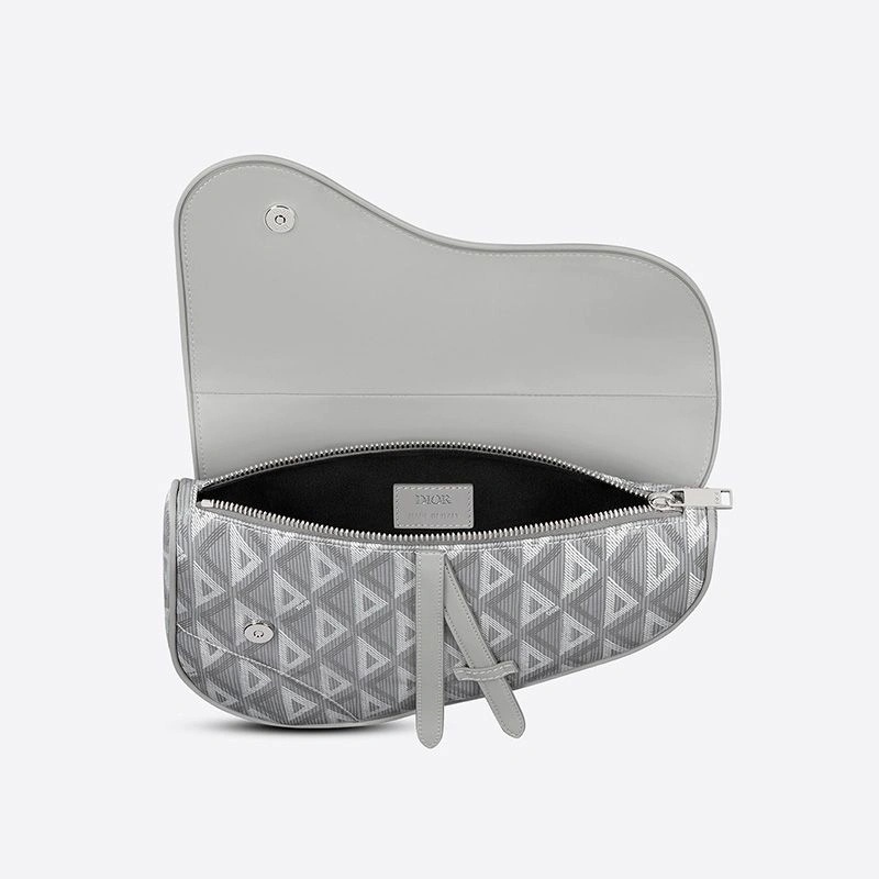 Dior Saddle Crossbody CD Diamond Motif Canvas Grey - Image 3