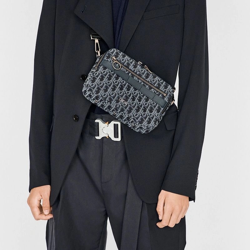 Dior Safari Messenger Oblique Motif Canvas Navy Blue - Image 5