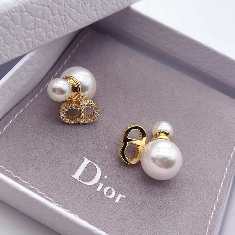 Dior Tribales Earrings Antique CD, White Resin Pearls and White Crystals Gold - Image 3