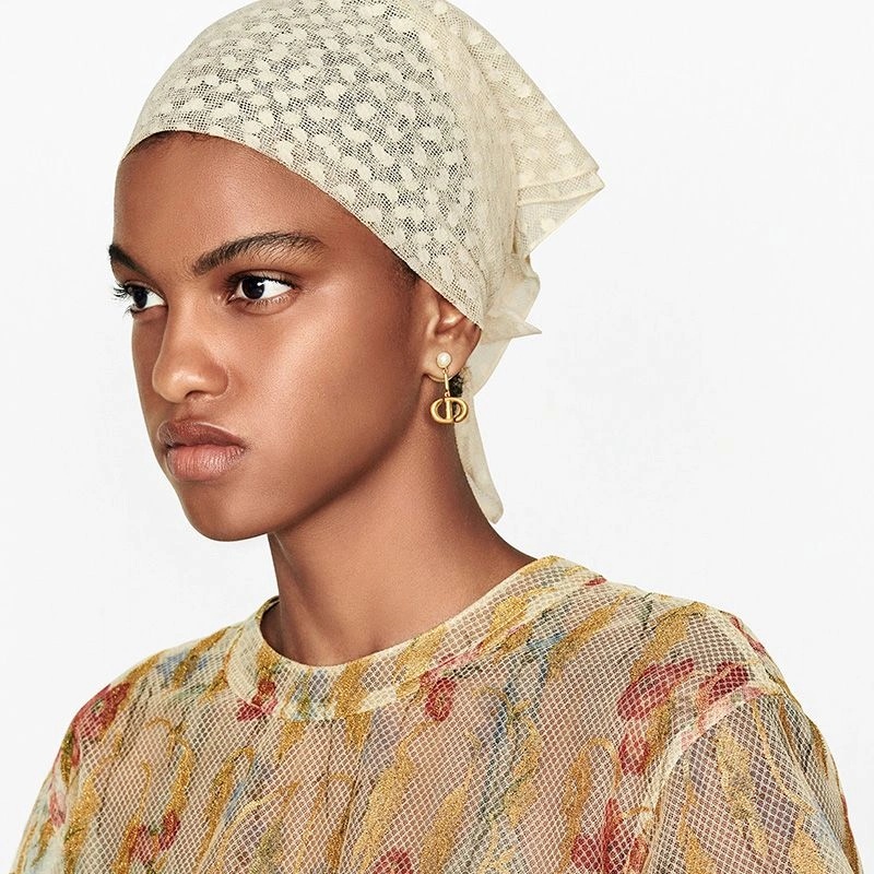 Dior Tribales Earrings CD Drop and White Resin Pearls Gold - Image 3