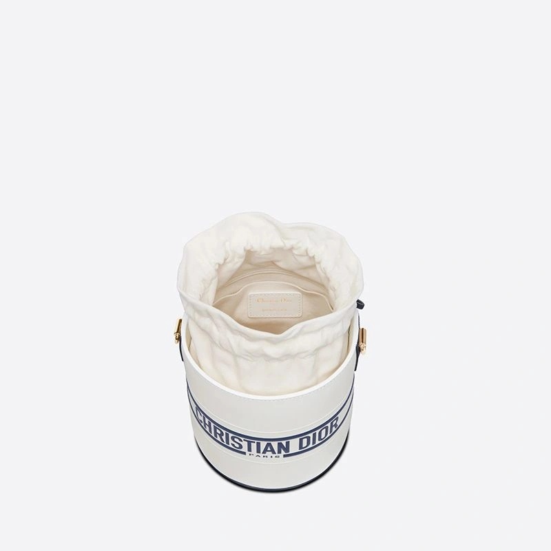 Small Dior Vibe Bucket Bag Smooth Calfskin White - Image 4