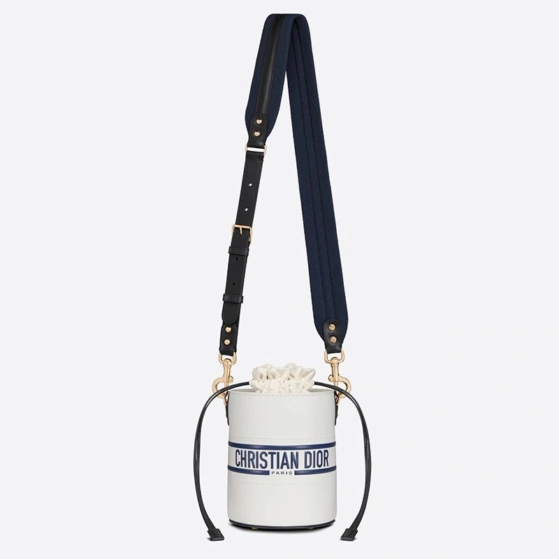 Small Dior Vibe Bucket Bag Smooth Calfskin White - Image 5