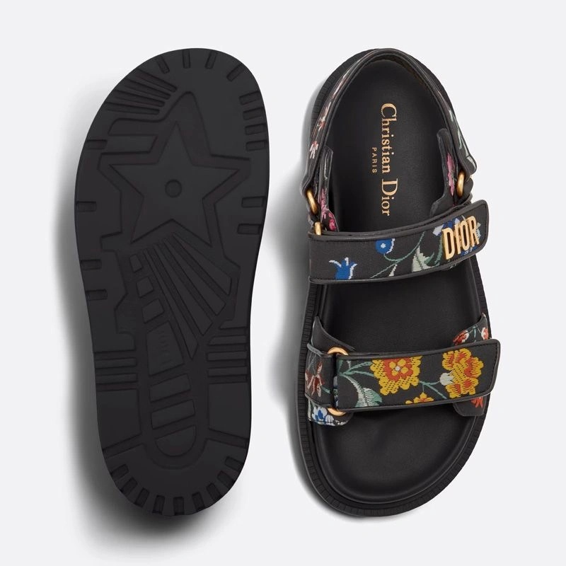 DiorAct Sandals Women Petites Fleurs Technical Fabric Black - Image 4