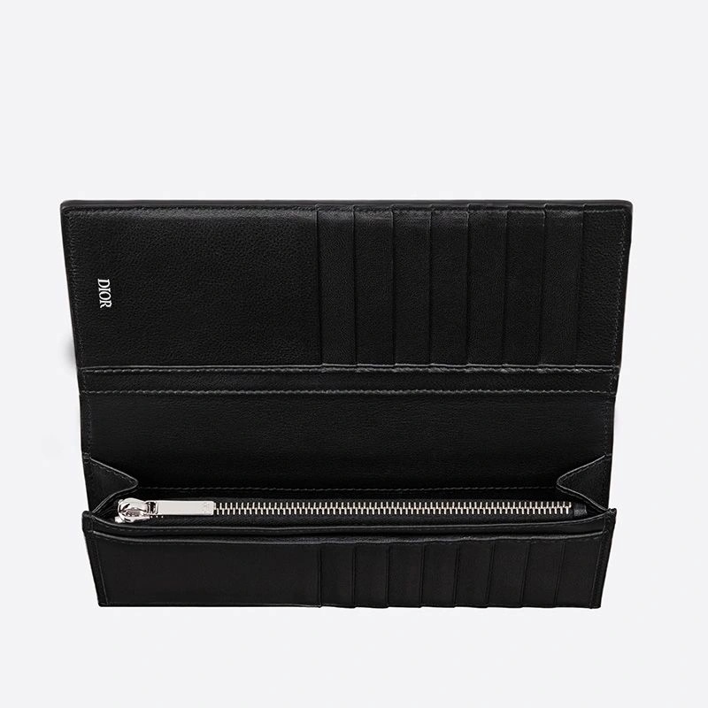 Large Dior Vertical Wallet Oblique Galaxy Leather Black - Image 4