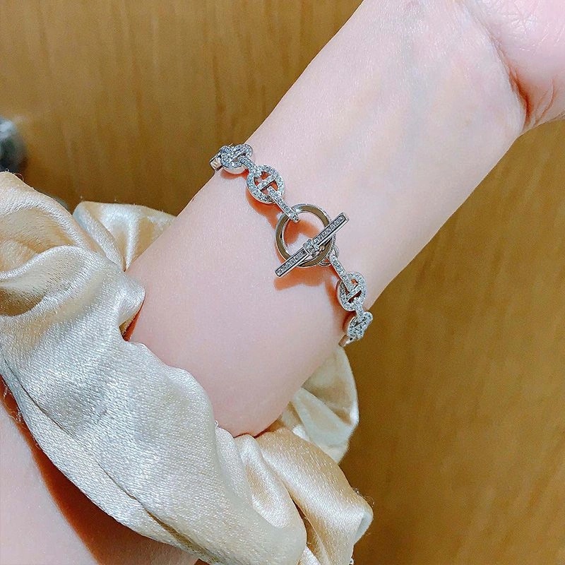 Hermes Chaine D'Ancre Crystals Bracelets In Silver - Image 3