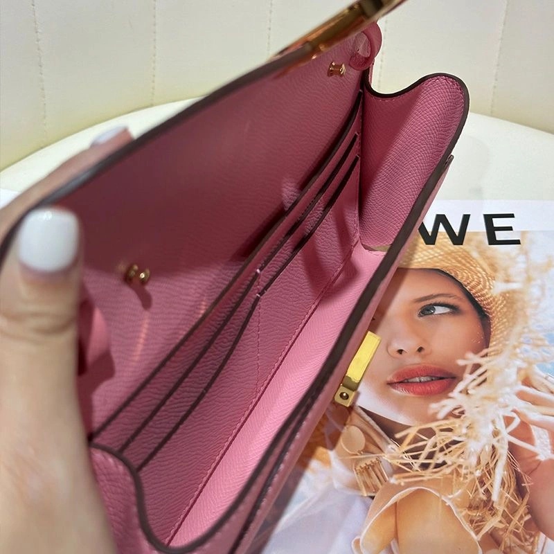 Hermes Chaine d'Ancre To Go Wallet Epsom Leather Gold Hardware In Pink - Image 4