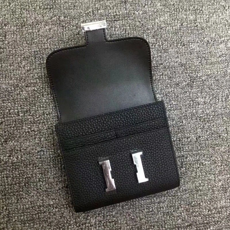 Hermes Constance Compact Wallet Togo Leather Palladium Hardware In Black - Image 3