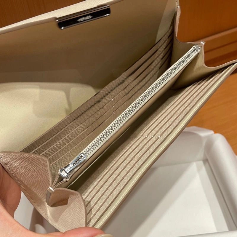 Hermes Constance Long Wallet Epsom Leather Palladium Hardware In Beige - Image 4