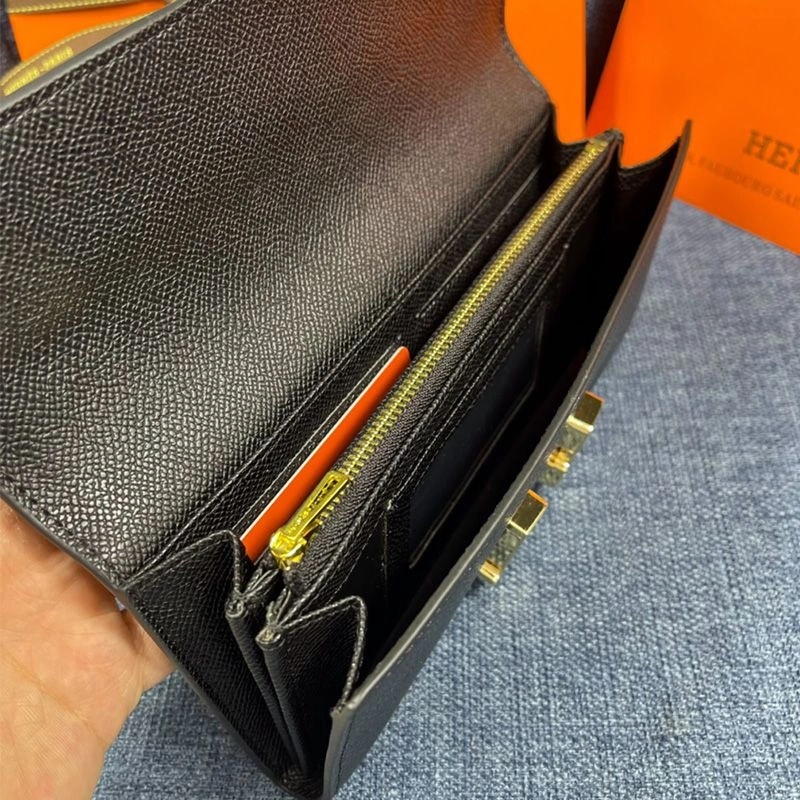 Hermes Constance Wallet Epsom Leather Gold Hardware In Black - Image 4