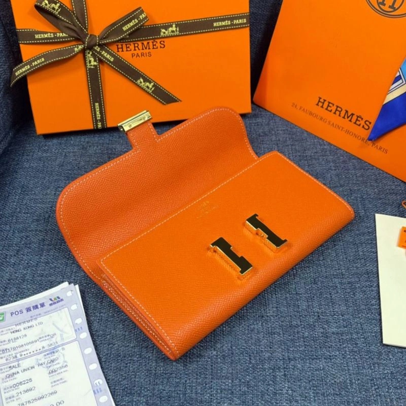 Hermes Constance Wallet Epsom Leather Gold Hardware In Orange - Image 3