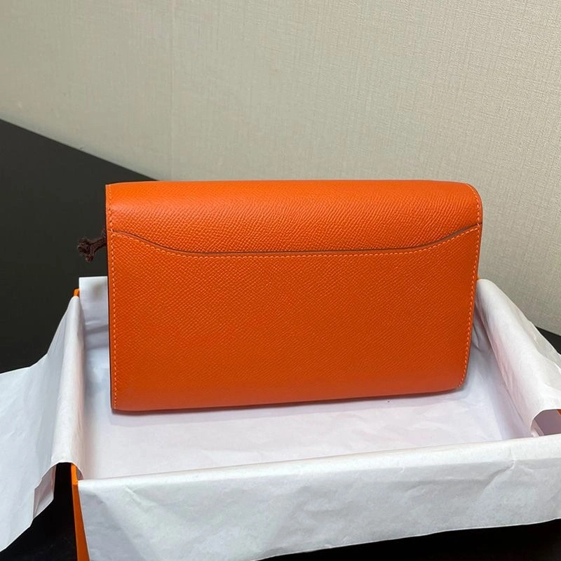 Hermes Constance To Go Wallet Epsom Leather Gold Hardware In Orange - Image 3