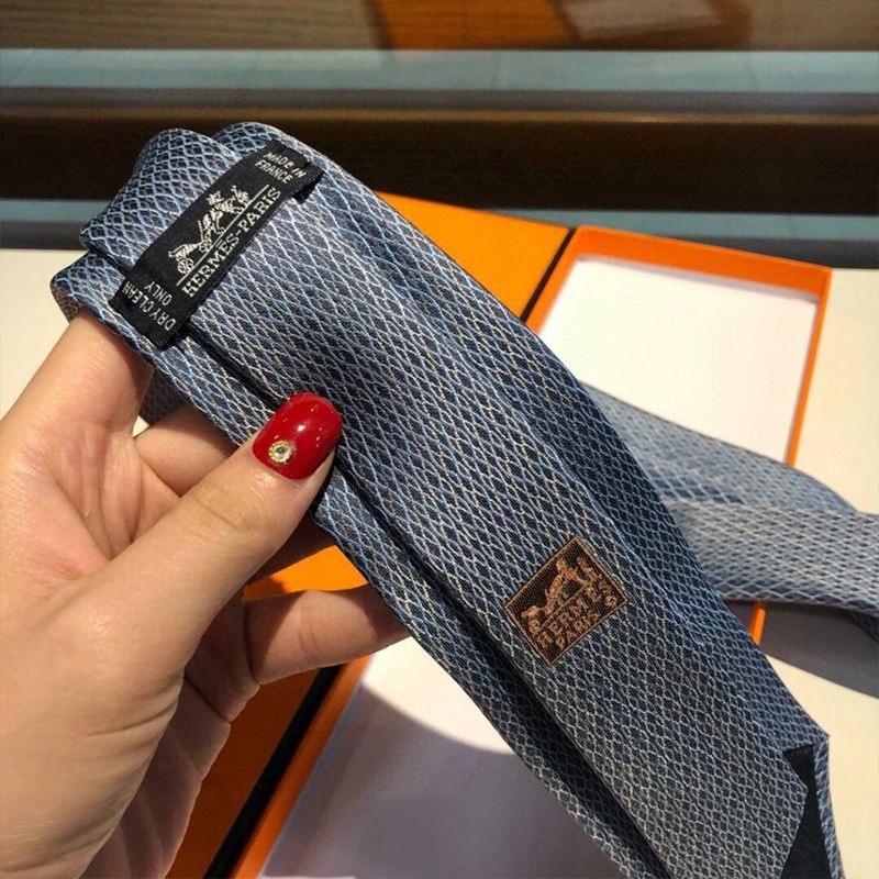 Hermes Crosslines Silk Tie In Blue - Image 3