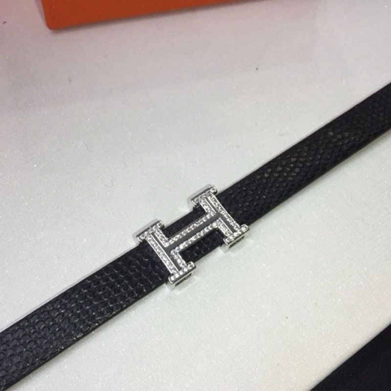Hermes Crystals H Letter Belt Bracelet In Black - Image 3