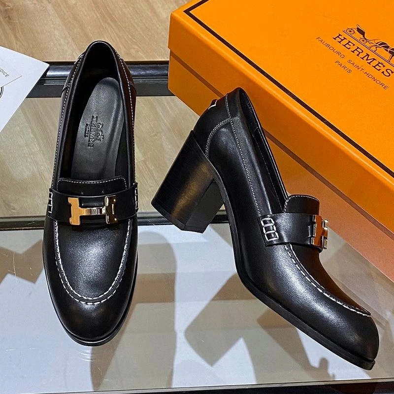 Hermes Dauphine 70 Loafers Women Calfskin In Black White - Image 3