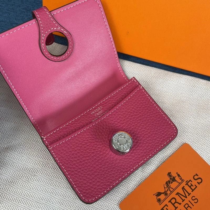 Hermes Dogon Card Holder Togo Leather Palladium Hardware In Rose - Image 3