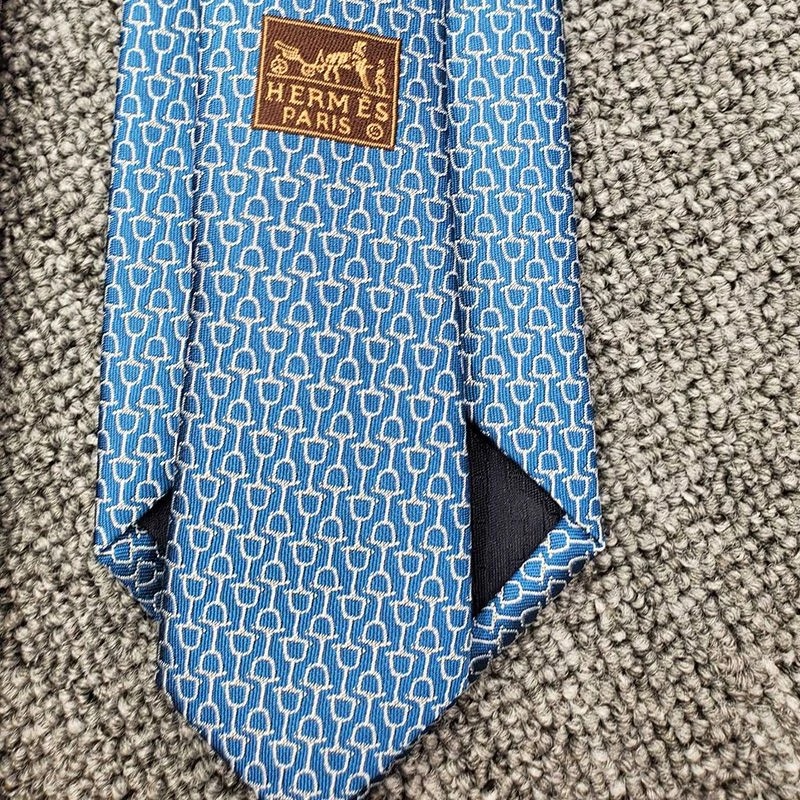 Hermes Double Baucher Tie In Blue - Image 4