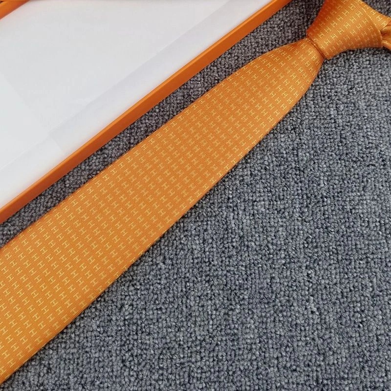Hermes Faconnee H Bicolore Tie In Orange - Image 4