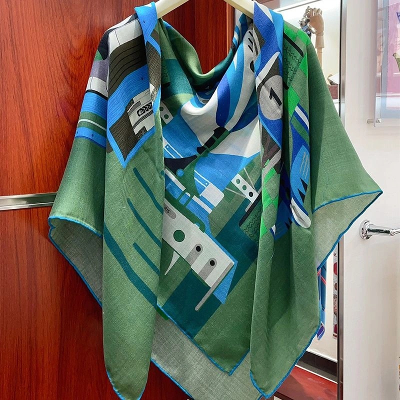 Hermes First & Chic Shawl 140 In Green - Image 3