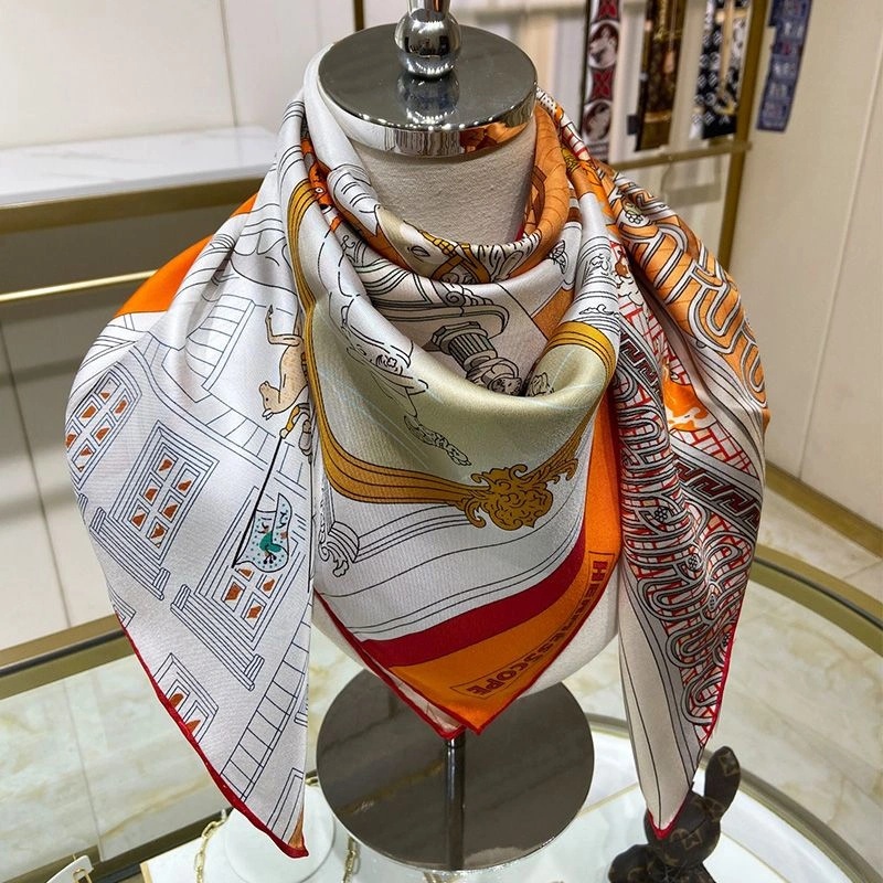 Hermes Mystere Au 24 Scarf 90 In Orange - Image 3