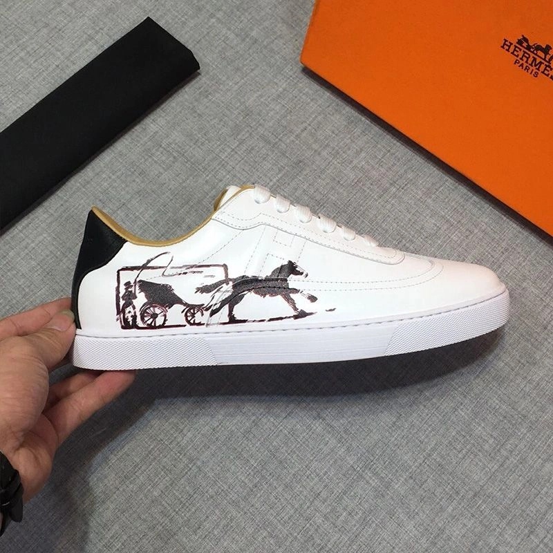 Hermes Quicker Sneakers Men Calfskin In White - Image 4