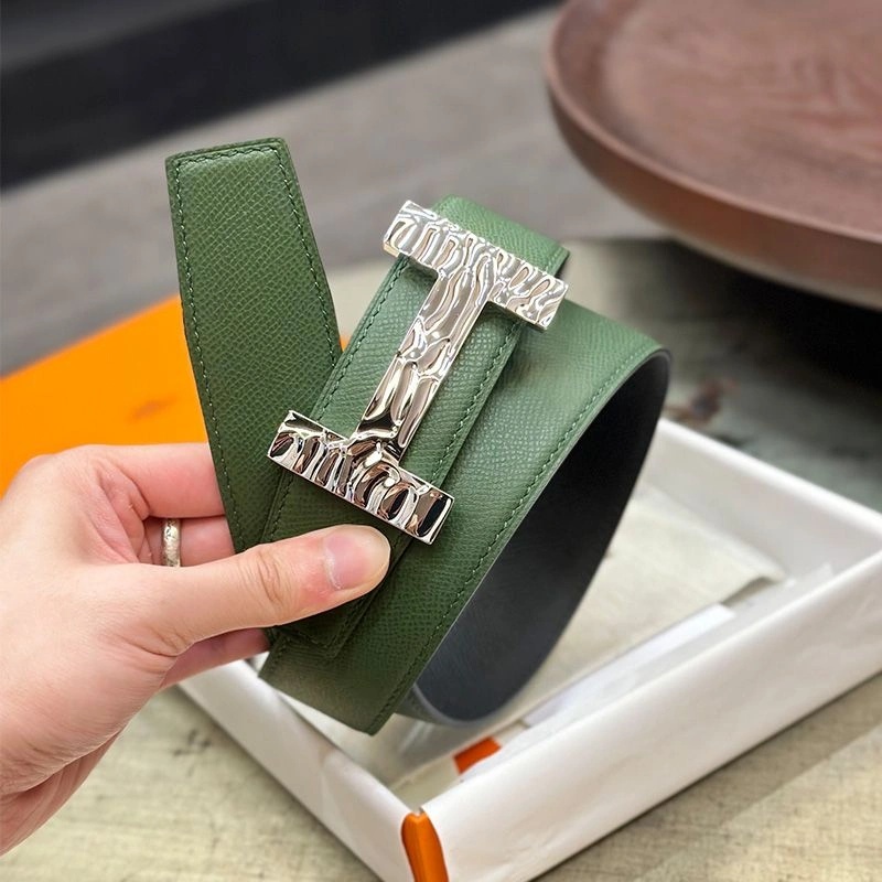 Hermes Quizz H20 Belt Reversible Leather In Black Green - Image 3