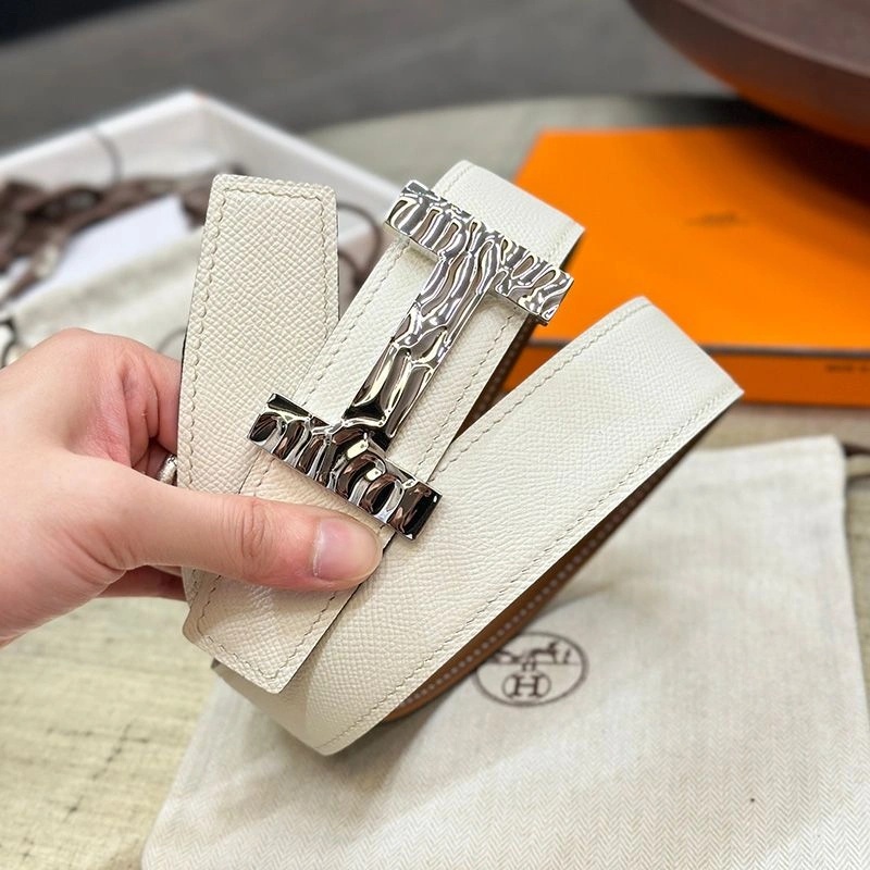 Hermes Quizz H20 Belt Reversible Leather In Brown White - Image 3