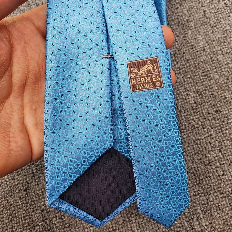 Hermes Tie 7 Sunny H Tie In Blue - Image 3