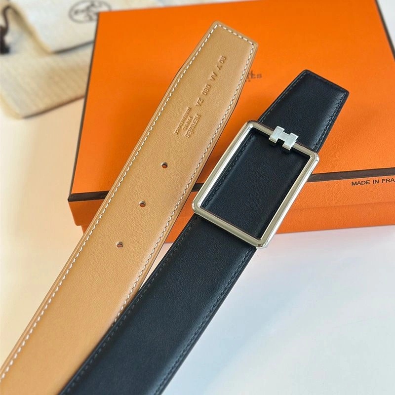 Hermes Tube H Buckle 38 Reversible Belt Leather In Gold Black - Image 3